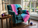 Handmade knitted wool blanket for dog, cat, dachshund, cozy warm pet wool blanket, knitted blanket for dogs or cats