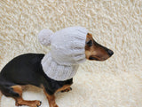 Angora Super Warm Dog Hat with Pom-Pom, Knitted Costume Pet Clothes Warm Cap Closed Ears for Dachshund beanie