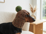 Dog hat with pom poms wool, warm hat for dachshund, wool hat for small dogs