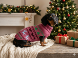 Snowflakes deer trees Christmas sweater for dog bright festive costume , Holiday  New Year clothes pet apparel outfit dachshund jamper