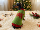 Snowflakes Christmas sweater for dog bright festive costume , New Year's warm clothes pet apparel outfit dachshund jamper for photo shoot