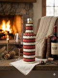Knitted striped sweater for a bottle of wine