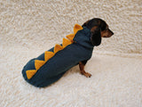 Dachshund hoodie dinosaur knitted animal clothes for pets, dog Halloween outfit Costume