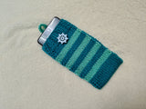 Handmade Knit Nautical Phone Case - Summer Vibes Collection-Nautical Striped Knit Phone Sleeve -Cute Coastal Phone Pouch