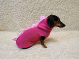 Dachshund hoodie dinosaur knitted animal clothes for pets, dog Halloween outfit Costume