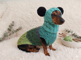 Pet Costume with Aran and Pom Poms Sweater and Hat Set of Dog Clothes
