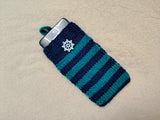 Handmade Knit Nautical Phone Case - Summer Vibes Collection-Nautical Striped Knit Phone Sleeve -Cute Coastal Phone Pouch