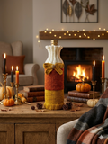 Candy Corn Wine Bottle Cover | Knit Autumn Fall Table Decor