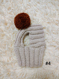 9 color Handmade Knit Dog Hat with Ear Holes – Warm Wool-Blend Winter Beanie & Snood for Dachshunds and Small to Medium Pets –Cute Puppy Pom Pom Cap