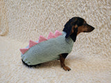 Knitted Dinosaur Costume for Dogs - Custom Dachshund Sweater ия)