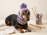 Premium Hand-Knit Dog Snood | Cozy Pom-Pom Dog Balaclava Hat