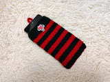 Cute Animal Companion Knit Phone Case | Striped Phone Sleeve-Handmade Knit Animal Phone Pouch | Cozy Stretchy Phone Sock