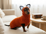 Fox Costume for Pet - Dog Halloween Costume, Sweater and Hat - Fox Set for Dachshund for Dog Photo Shoot - Halloween Costume for Small Dog