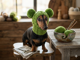 Clothes warm for pets wool hat snood with two pom poms, gift for pet dogs hat with pom poms