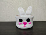Crochet Bunny Basket, White Rabbit Nursery Storage Bin, Small Easter Egg Basket, Cute Yarn Bowl, Kids Room Decor, Baby Shower Gift