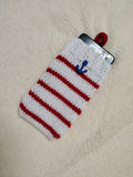 Nautical Striped Phone Sock | Handmade Knit Smartphone Sleeve -Handmade Marine Knit Phone Pouch - Mare Nostrum Collection