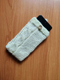 Handmade Knitted Phone Sleeve, Cable Knit Cell Phone Sock, Soft Wool Phone Case Pouch, Cozy Phone Protector, Boho Tech Accessory