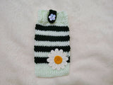 Daisy Phone Sock, Knit Striped Phone Sleeve, Cute Flower Phone Case Pouch, Handmade Cotton Phone Bag, Gift for her, Cozy Phone Holder