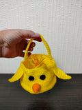 Crochet Easter Chick Basket, Yellow Chicken Nursery Storage Bin, Small Easter Egg Basket with Handle, Cute Spring Yarn Bowl, Kawaii Kids Gift Basket