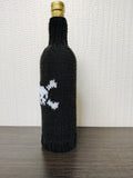 Pirate Skull Wine Bottle Cover | Halloween Knit Drink Decor
