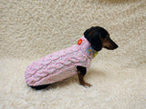 Handmade Cable Knit Dachshund Sweater | Warm Dog Clothes