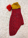 Dachshund Sweater with Pom Pom, Knitted Dog Clothes for Dachshunds, Custom Weenie Dog Coat, Dachshund Gift, Red Cable Knit Dog Sweater