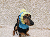 Cute Hand-Knitted Dachshund Snood and Pom-Pom Beanie Set - Cozy Dog Hat and Neck Warmer