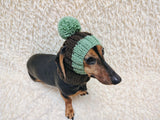 Cute Hand-Knitted Dachshund Snood and Pom-Pom Beanie Set - Cozy Dog Hat and Neck Warmer