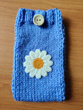 Crochet Daisy Phone Sock, Knitted Smartphone Sleeve with Flower Phone Pouch, Boho Cell Phone Case, Handmade Gift for Her
