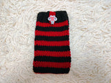 Cute Animal Companion Knit Phone Case | Striped Phone Sleeve-Handmade Knit Animal Phone Pouch | Cozy Stretchy Phone Sock