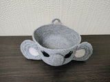 Crochet Elephant Basket, Grey Safari Nursery Storage Bin, Small Sewing Organizer, Cute Animal Yarn Bowl, Kids Room Decor, Baby Shower Gift