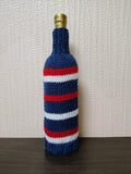 Nautical Striped Wine Bottle Cozy with Anchor Accent
