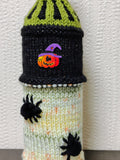 Spider & Pumpkin Halloween Wine Bottle Cozy | Knit Holiday Decor