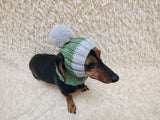 Cute Hand-Knitted Dachshund Snood and Pom-Pom Beanie Set - Cozy Dog Hat and Neck Warmer