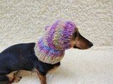 8 color Alpaca tweed striped Dog Hat, Knitted Set Warm Pet Clothes outfit apparel, Closed Ear Cap for Dachshunds beanie