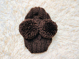 Hand-Knitted Dachshund Snood with Pompoms, Funny Dog Hat for Small Breeds, Animal Style Knitted Dog Hood, Cozy Dachshund Winter Headwear