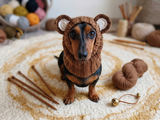 Pet cloches bear hat snood, dog clothes hat snood bear