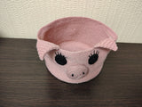 Pink Piglet Crochet Basket – 7" Small Animal Storage Organizer for Nursery, Kids Room & Craft Supplies – Handmade Pig Yarn Bowl & Gift