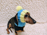 Cute Hand-Knitted Dachshund Snood and Pom-Pom Beanie Set - Cozy Dog Hat and Neck Warmer