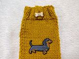 Dachshund Lover Gift Knitted Phone Sleeve | Wiener Dog Mom Wool Phone Sock | Cable Knit Smartphone Pouch with Button | Cozy Doxie Gift Case