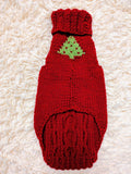 Christmas tree wool sweater with arans for dog, dachshund warm clothes jumper with cable