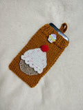 Cupcake Knit Phone Sleeve, Universal Crochet Cell Phone Pouch 6.7x3.5", Cute Sweet Cake Phone Case, Soft Yarn Sock for iPhone Samsung, Gift