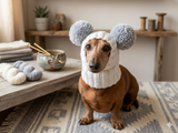 White Pet Hat With Colorful Pom Poms Dog Dachshund Warm Clothes Outfit Pom Pom Hat