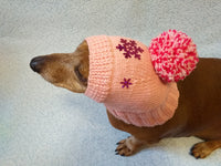 Dachshund christmas snowflake hat with big pompom, christmas clothes dachshund, miniature dachshund