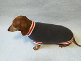Knitted warm dachshund sweater, gray dog sweater with stripes dachshundknit