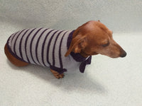 Purple striped knitted bow sweater for dachshund or small dog dachshundknit