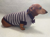 Purple striped knitted bow sweater for dachshund or small dog dachshundknit