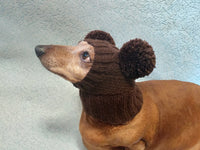 Hat for dog with two pompons, hat for dachshund with two pompons dachshundknit