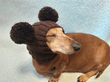 Hat for dog with two pompons, hat for dachshund with two pompons dachshundknit