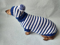 Costume for miniature dachshund sweater and hat, Doxie sweater and hat set, clothes for small dog of dachshund